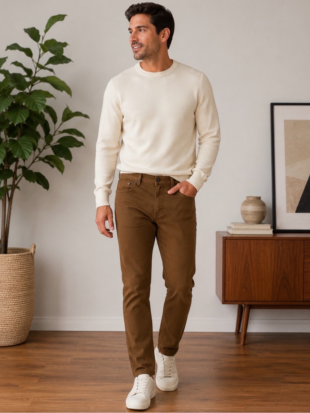 Men's Slim Fit Brown Jeans